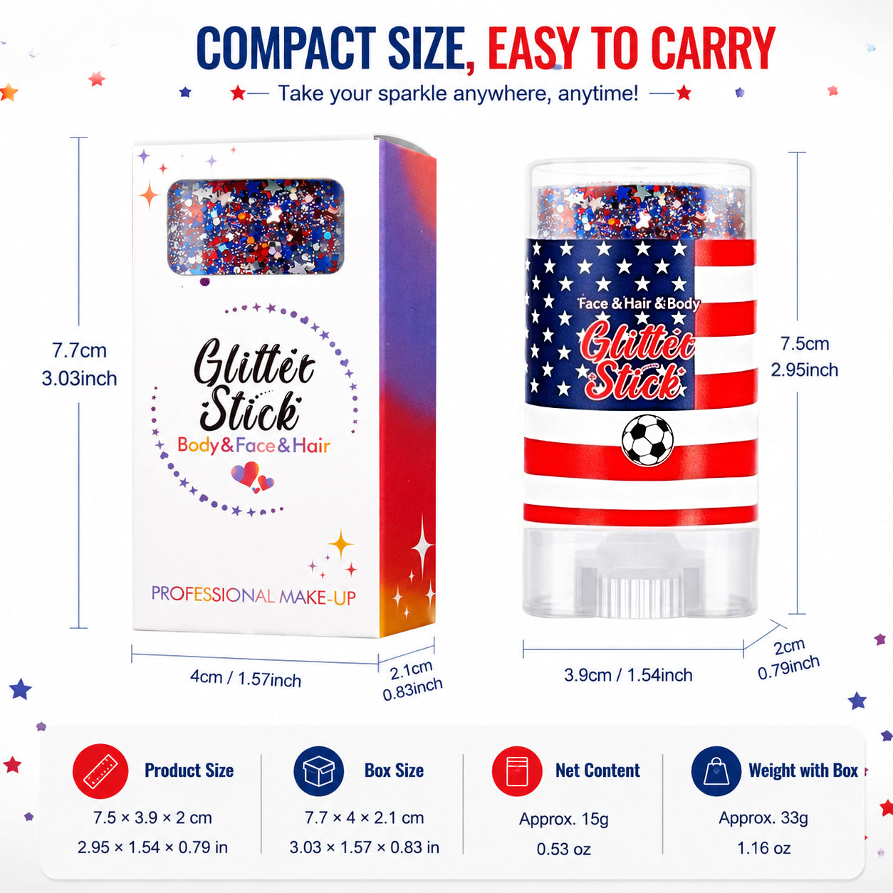 🔥50% OFF 🔥 2026 Independence Day Glitter Stick – Red, White & Blue Sparkle 🎆